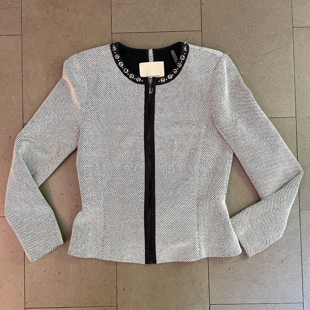 NEW Rebecca Taylor White/Black Jacket Blazer with spiked studs-Sz. 2